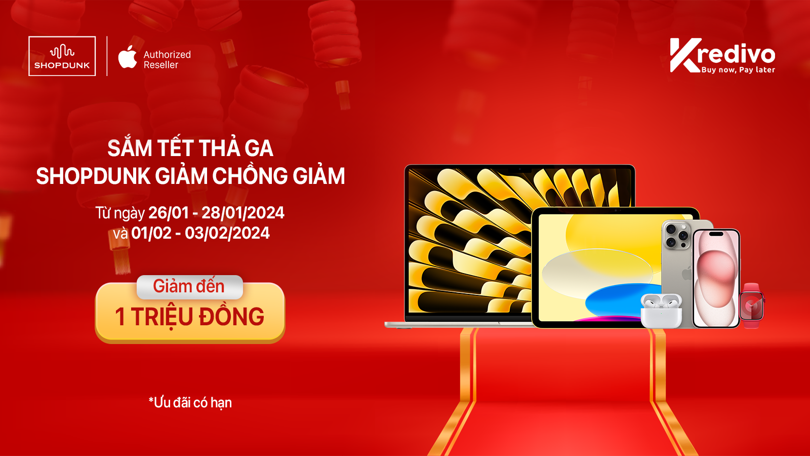 Hình ảnh cho danh mục THANH TOÁN QUA KREDIVO, GIẢM ĐẾN 1 TRIỆU ĐỒNG